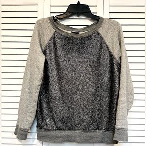 EXPRESS Women's Silver Metallic Shiny Crackle Sweatshirt size SP